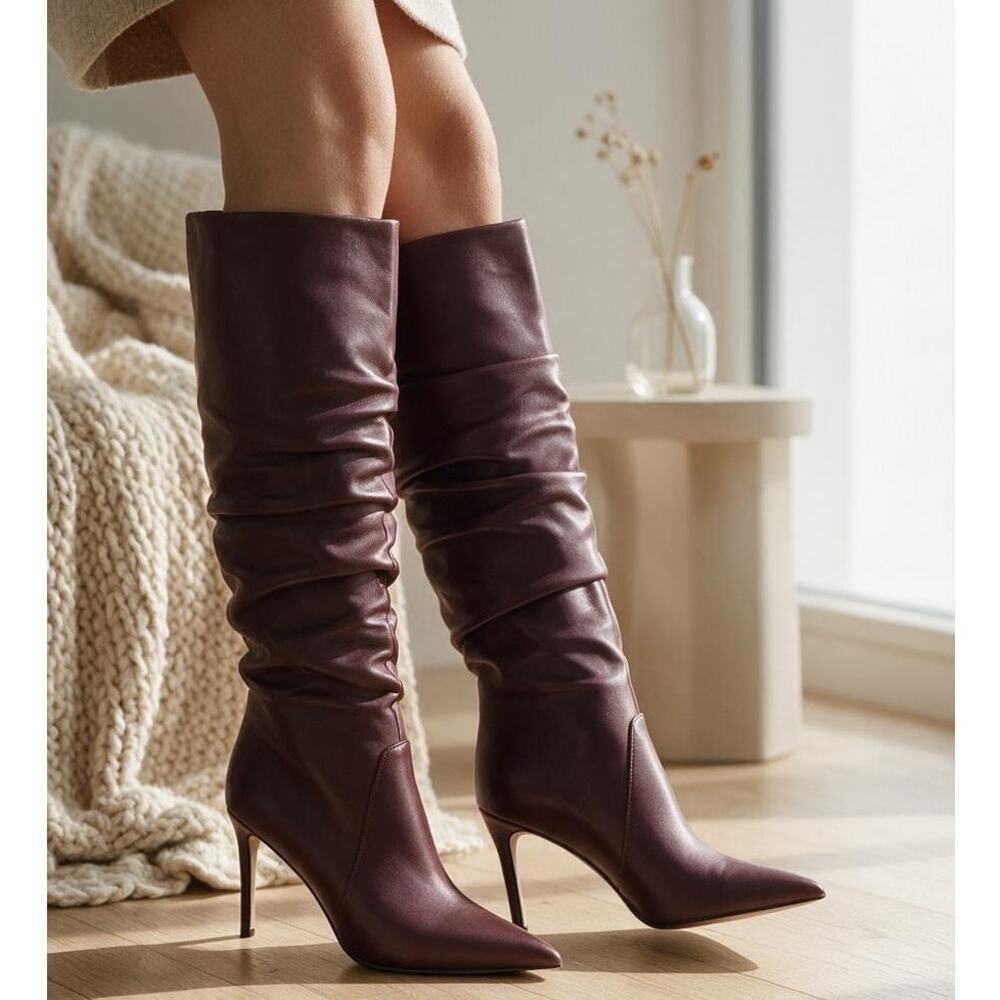 Michael Kors Dawn Oxblood Heeled Women's Leather Boots Size 10 NWB